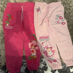 2 pair Strawberry Shortcake jogger pajama pants size M.